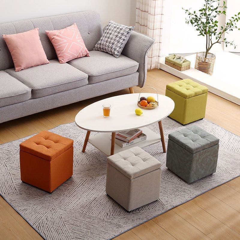收纳凳子多功能储物凳家用时尚客厅沙发凳成人脚凳可坐门口智高圆
