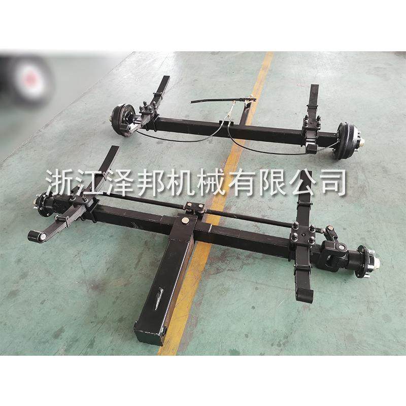 移动设备车轴前后桥总成发电机拖车轴带弹簧钢板减震刹车桥
