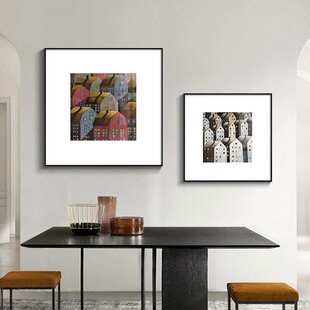 现代艺术房屋装饰画客厅挂画万家灯火过道走廊小众公寓建筑风景画