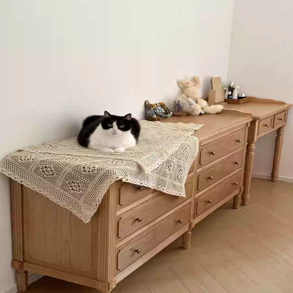 RH美式橡木实木六斗柜复古做旧卧室多功能储物柜收纳柜床边床尾柜