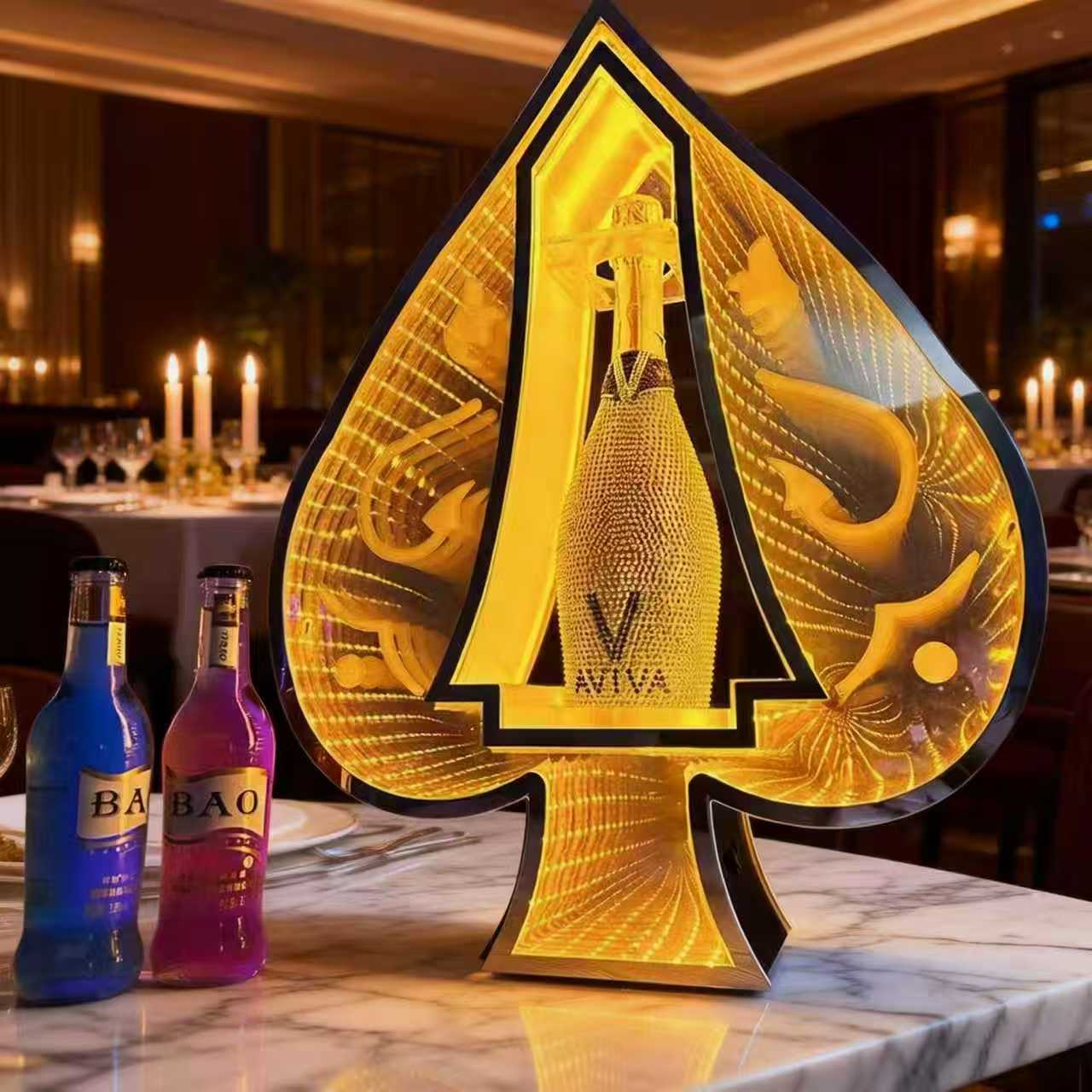 深渊黑桃a香槟摆台酒吧ktv夜场出酒道具神龙套装led发光酒座酒瓶