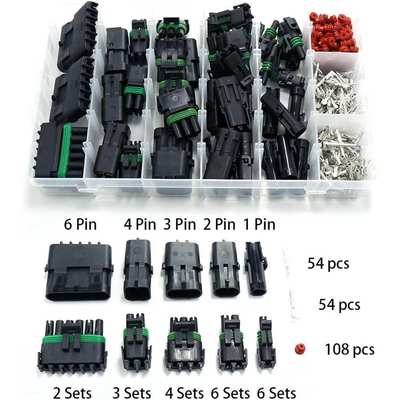 跨境 258PCS盒装1-6Pin防水汽车电气连接器线束火花塞端子插头
