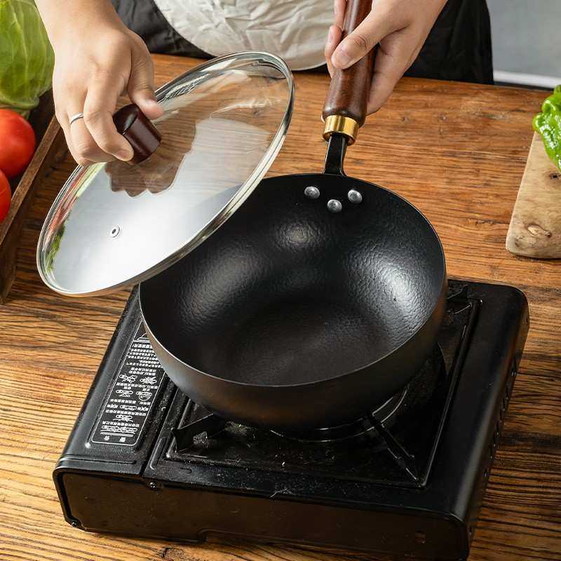 皓月锤纹铁锅章丘不粘锅耐高温炒菜无涂层炒菜锅中式耐用电磁炉