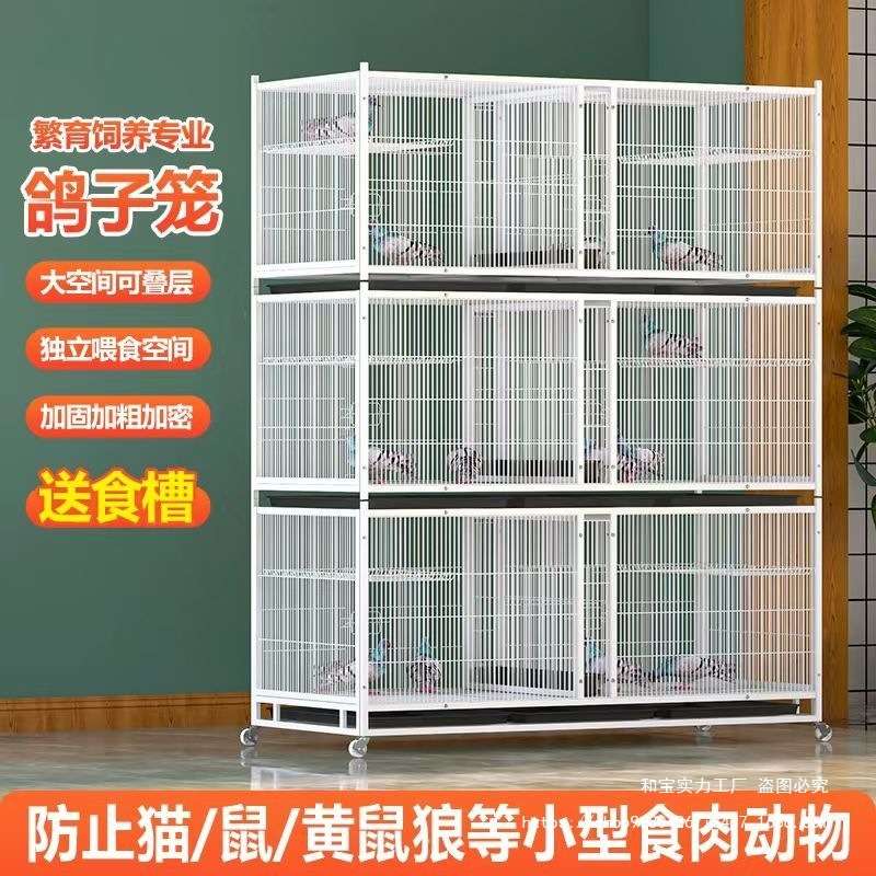 鸽子笼加粗加密多层三层圆环元宝赛鸽配对笼大型鸽舍室外养殖笼