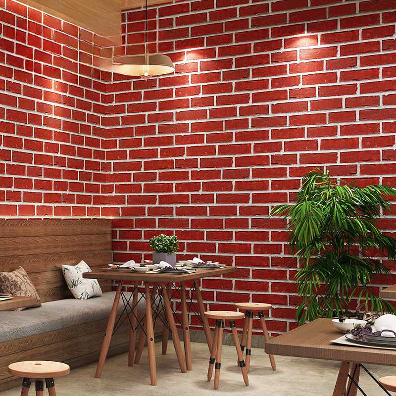 复古红砖青砖文化砖仿古砖头砖纹砖块墙纸非自粘店铺装修壁纸仿砖