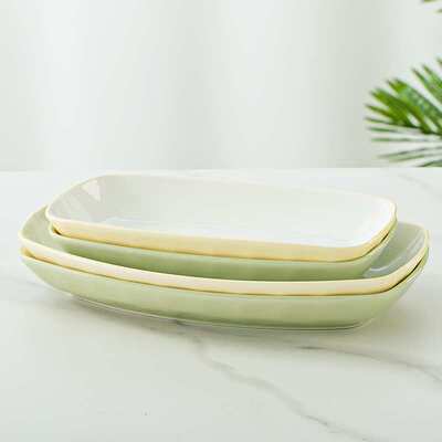 鱼盘家用2024新款奶油风轻奢长方形盘子大号不规则蒸鱼盘子鱼碗