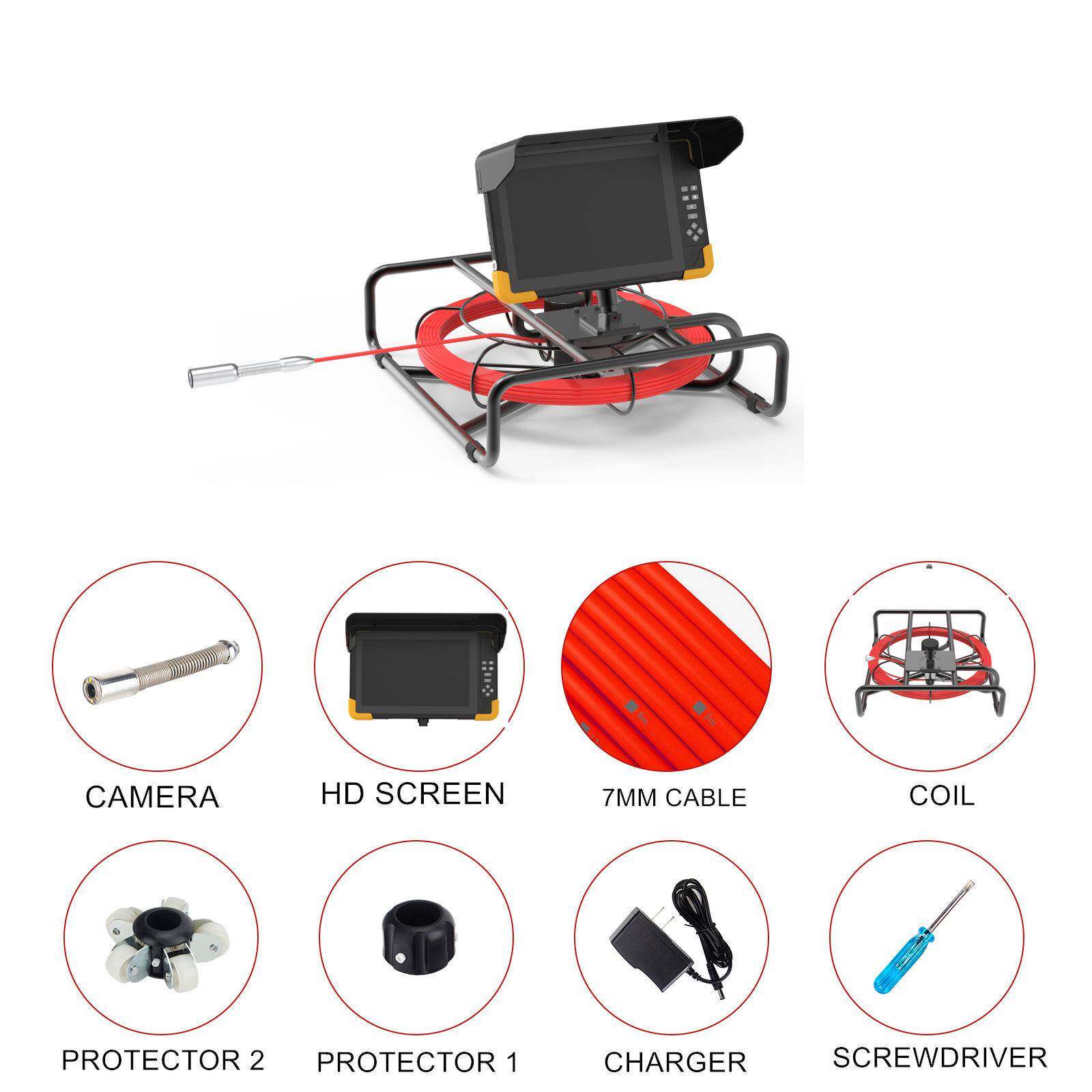 赛德爱工业管道内视镜5百万高清10寸机防腐蚀水下管道检测系统