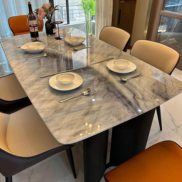 轻奢高端微晶石餐桌椅子奢石天然超晶石大理石高级感奢石彩晶石桌