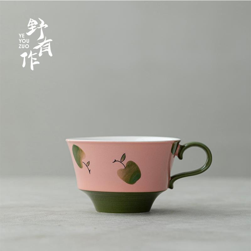 野有作日粉引手工咖啡杯一套高颜值餐厅拿铁拉花办公室简约马克杯