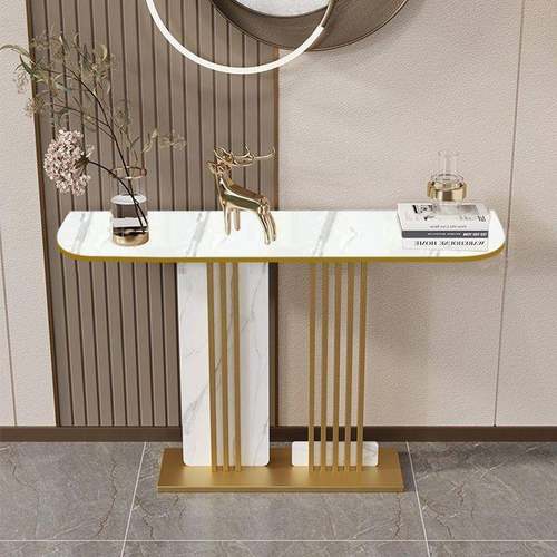 岩板意式现代轻奢简约入户创意家用端景台靠墙条案半圆客厅玄关