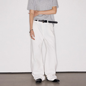 DeepRain解构拼接弯刀牛奶丝白色cleanfit水洗抗皱宽松阔腿休闲裤