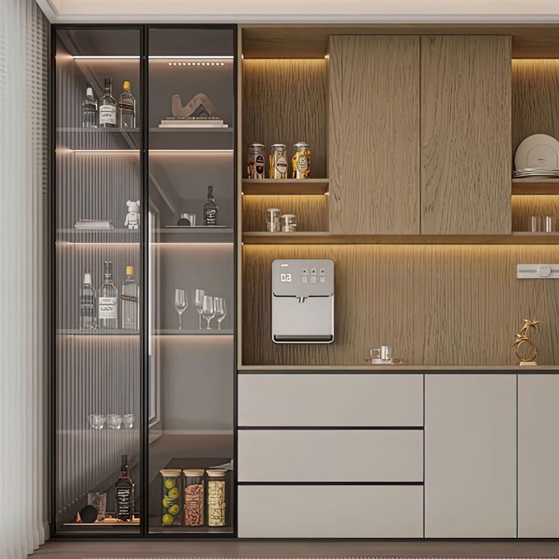 全屋定制工厂ENF千年舟PET肤感柜门澳松板衣柜餐边轻奢酒柜玄关柜