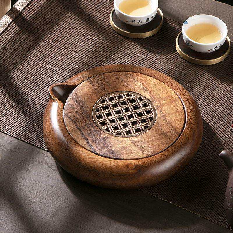 胡桃木储水式壶承茶盘新中式小型干泡台家用实木干泡盘紫砂壶壶垫