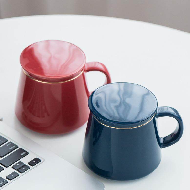 茶杯办公室陶瓷带盖过滤杯子情侣陶瓷杯喝茶马克杯茶水分离杯