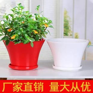 中国风陶瓷特大号花盆大红色喜庆个性 创意室内客厅绿萝吊兰盆栽