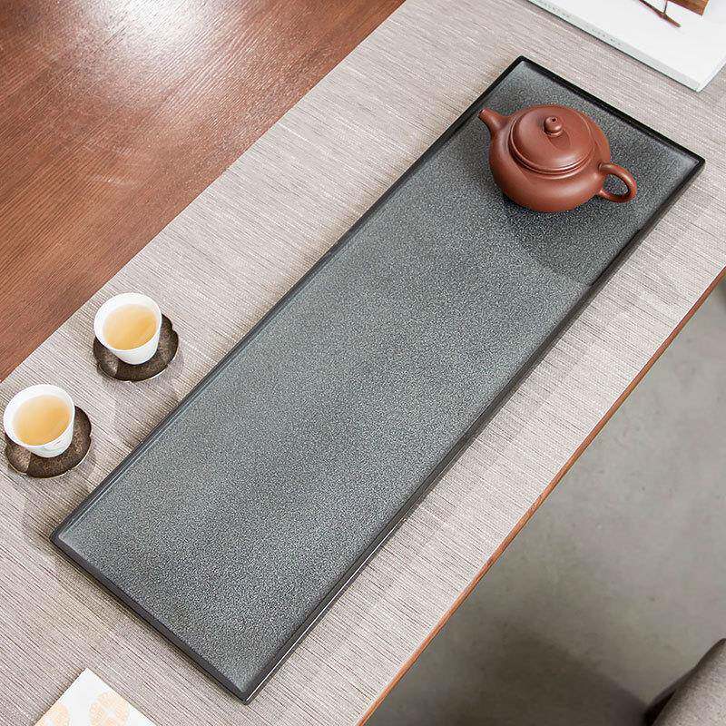 办公家用天然乌金石干泡台茶盘长方形日式现代轻奢简约托盘小茶台