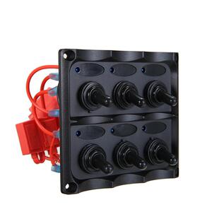 6位拨动摇臂开关面板房车游艇按键带防水开关+保险盒