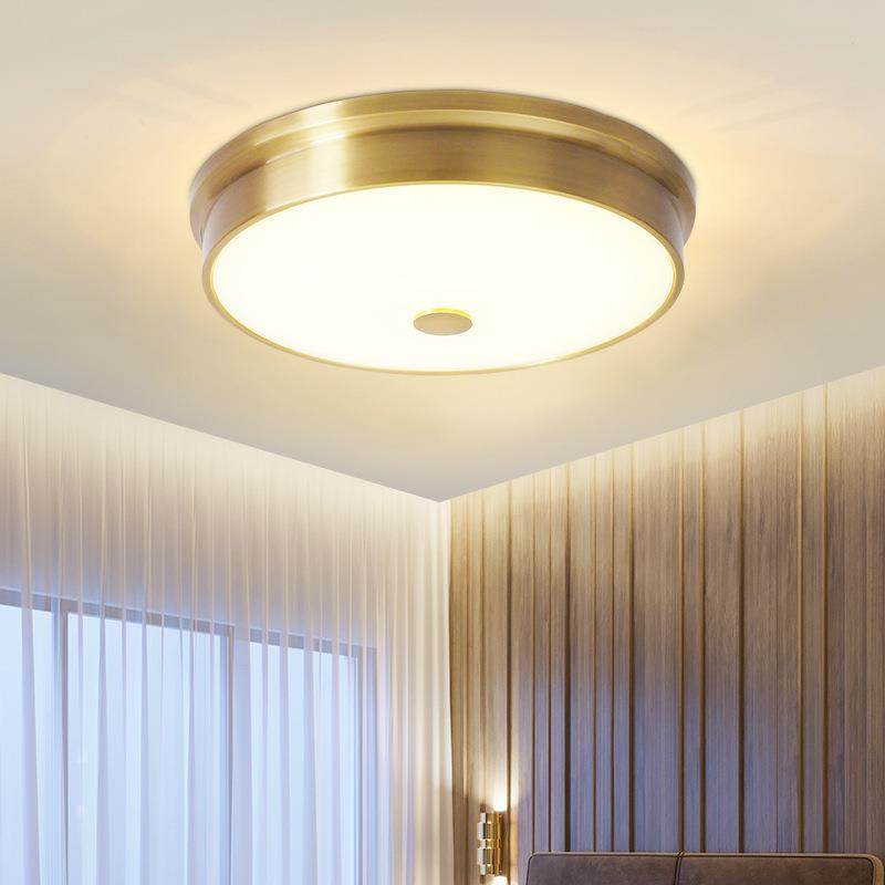 美式全铜灯具简约欧式卧室房间过道走廊阳台玄关门厅LED吸顶灯