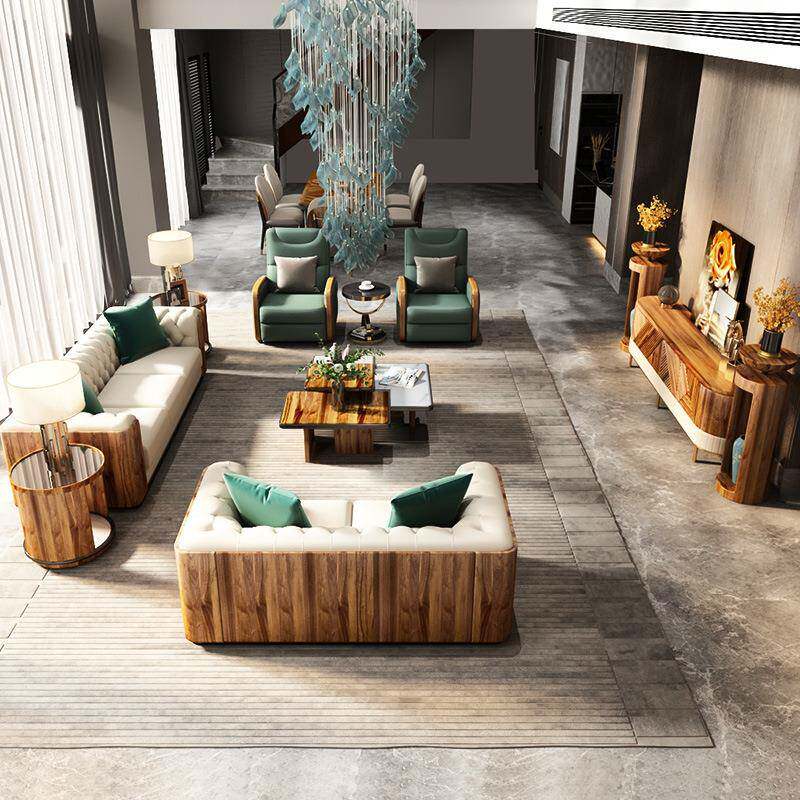 北欧意式高端实木真皮沙发后现代港式简约小户型客厅轻奢皮艺沙发