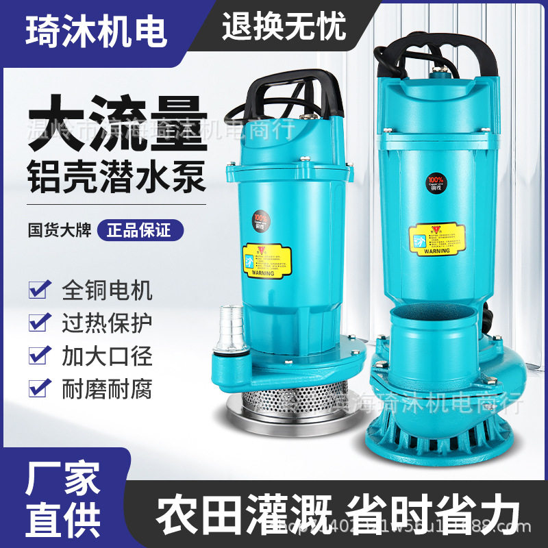 QDX家用小型潜水泵高扬程大流量井用清水泵220V农用灌溉抽水泵