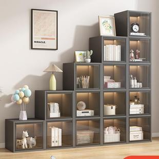 书柜带玻璃门展示自由组合方格子立柜窄柜家用客厅楼梯间储物收纳