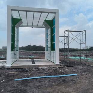 鲁森建筑工地洗车机红外线感应平板基础型洗车台洗轮机