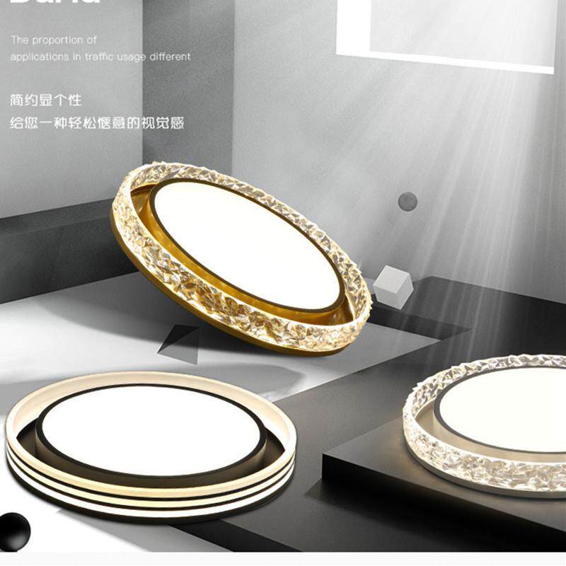 现代简约主卧灯饰卧室水晶吸顶灯大气三色光LED餐厅网红家用灯具