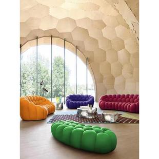 意式极简创意拉扣椭圆沙发客厅弧形网红款设计师泡芙足球休闲沙发