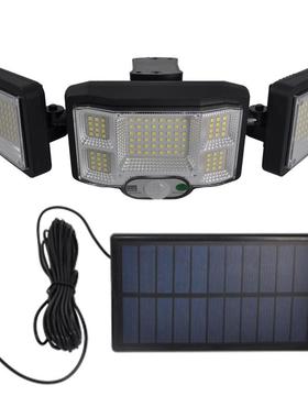 感应n灯庭院灯户外防水壁灯太阳能照明灯旋转3头灯门口感应灯路灯