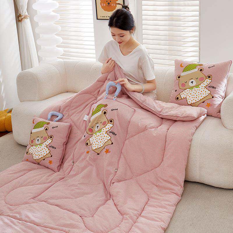 新款纯棉卡通可爱刺绣抱枕被全棉办公室学生午休靠枕汽车载夏凉被