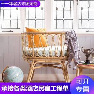 真藤编儿童床实木婴儿床加宽拼接床大床双胞胎床边床宝宝床带护栏