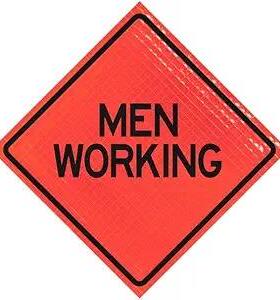 橙色网状临时交通控制卷起标志