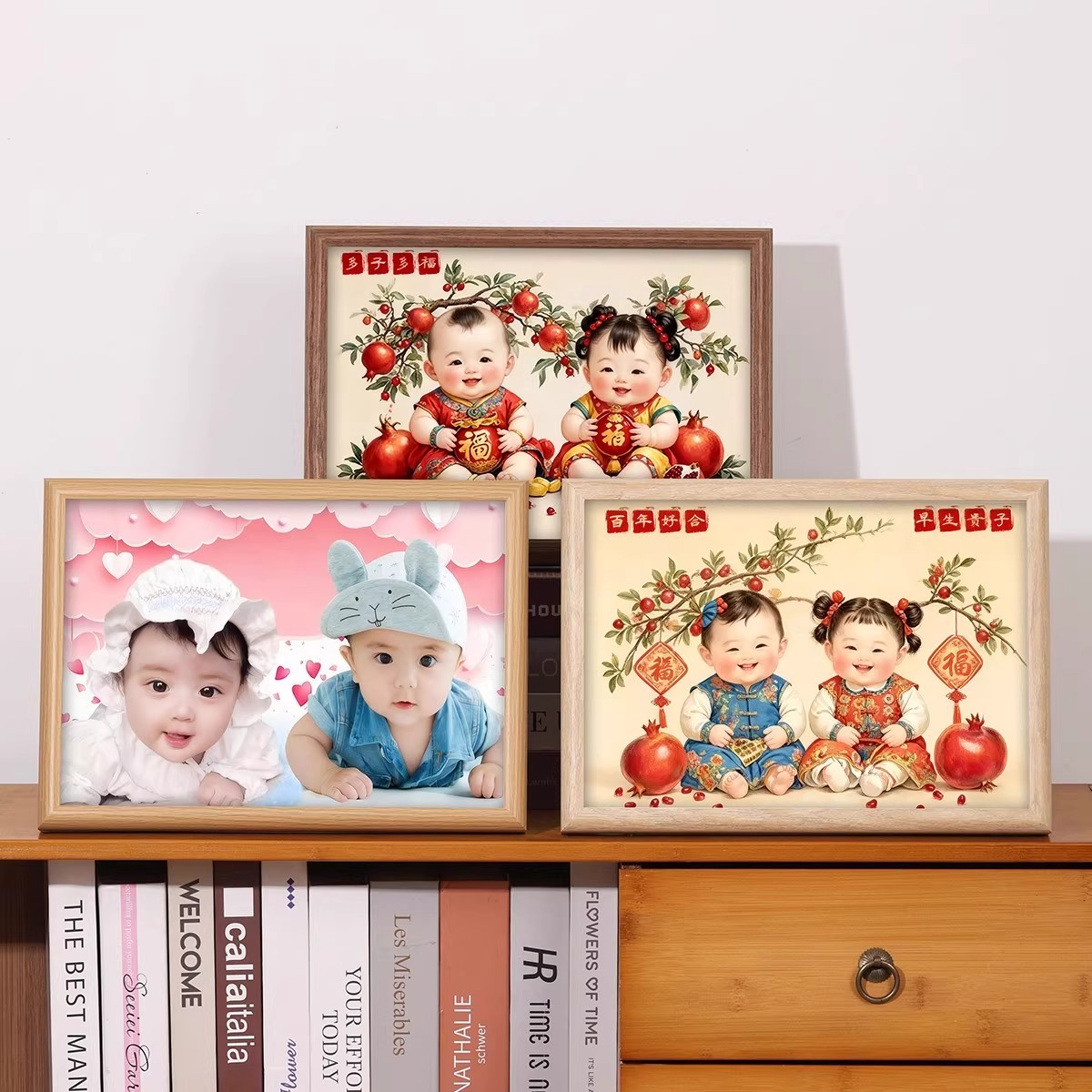 年画娃娃相框摆件多子多福