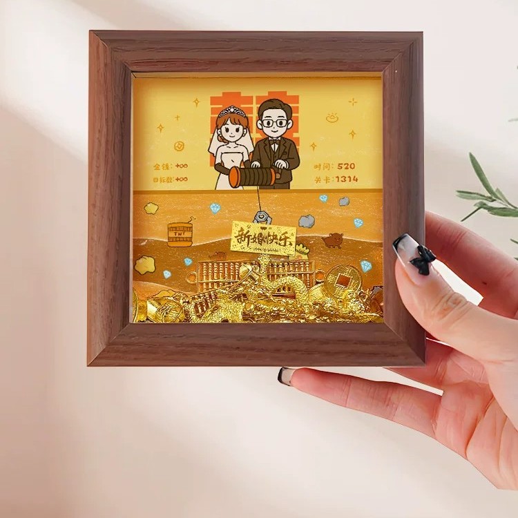 手工DIY挖金矿摆台相框新婚礼