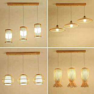 田园火锅店中餐厅茶室禅意竹艺吊灯黑色竹丝灯笼餐厅吊灯铁丝吊灯