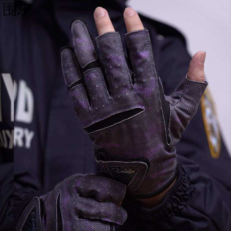 M6X鲫明手套户外路亚冬季保暖漏三指拉雪丽专用透气防晒