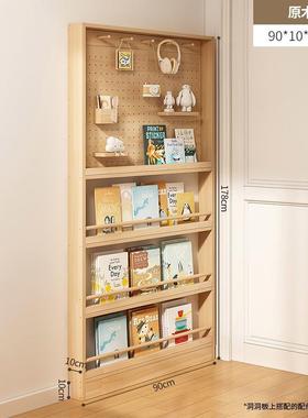 实木门后书架超薄儿童CY835955读多置物架阅书收纳落地层壁柜挂墙