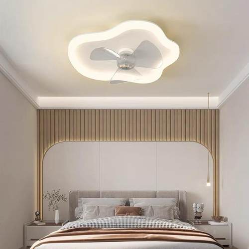 卧室风扇灯吸款极现代简顶约餐厅奶油吊扇灯山简中隐形静291音智