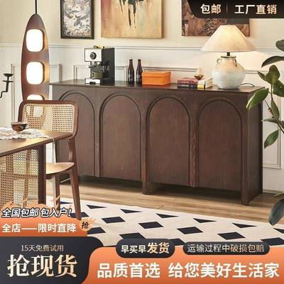 中古风拱形实木餐边柜复古柜INK靠客墙茶水玄关储物斗柜厅家门用