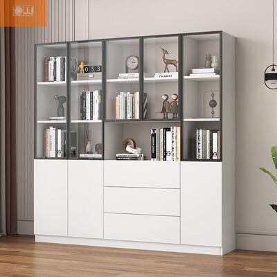 木书柜架书实组合带玻璃门落IXN地简约现代客文厅储物书橱办公件