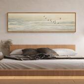 饰新中式 风清画日朗日式 木风卧室床头装 水风景壁TOD画民宿山挂原