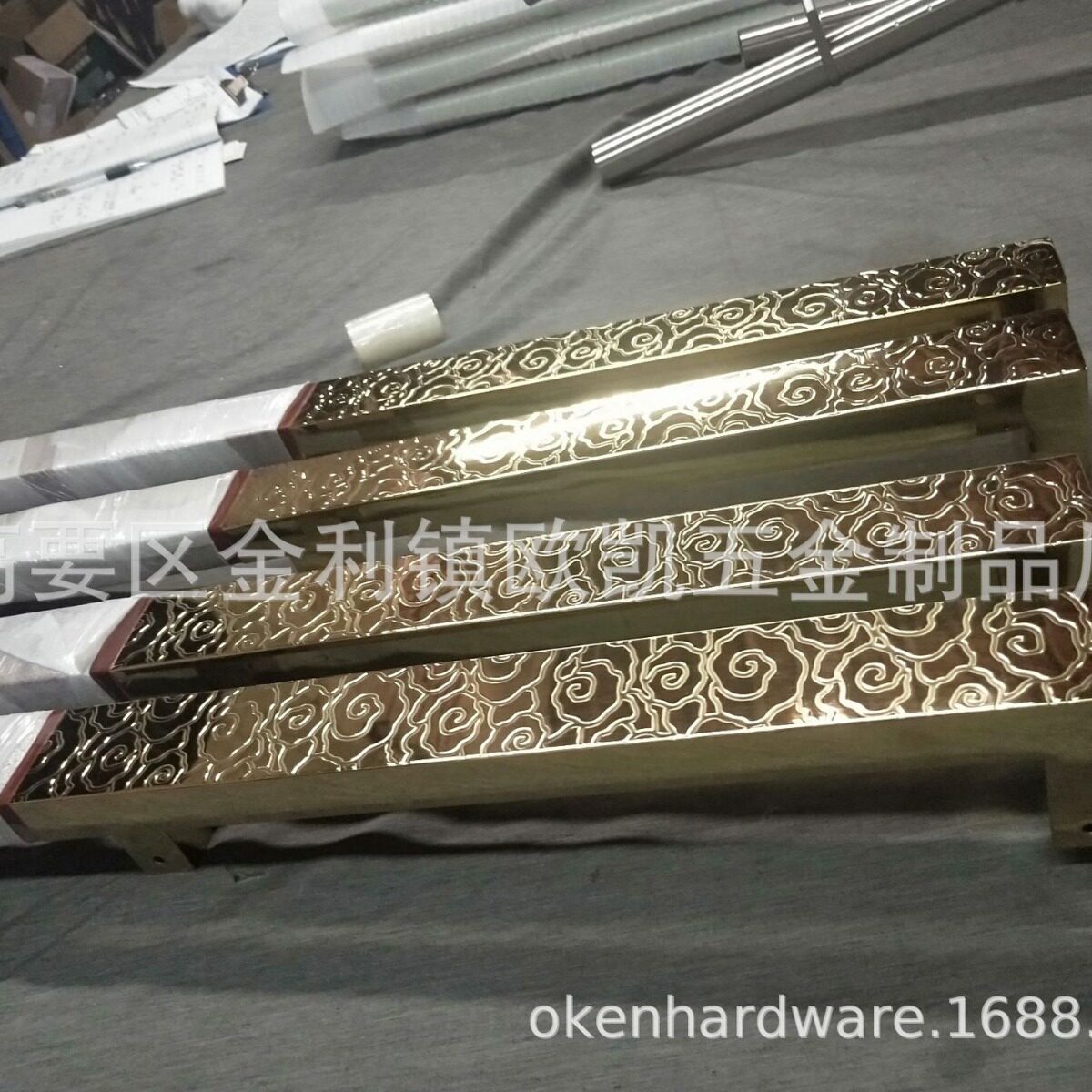 轻奢现代不锈钢钛金蚀刻方管拉手