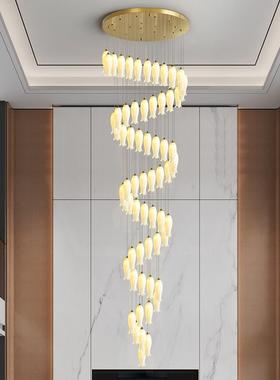 现代简陶约旋转楼梯33457油长吊灯复式别墅大气金瓷奶郁香花朵客