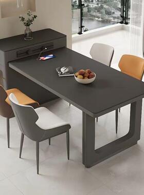 板奶油风VMK岛台岩餐桌伸可缩简约多功能储用物岛台柜组合家吃饭