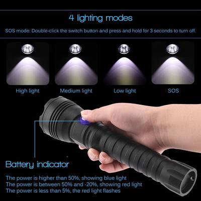 新0款XHP70二代强光充电潜水手电筒户外高亮LED100米l4QNE00m