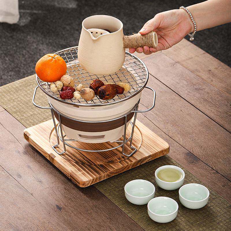烤围炉煮茶罐ZBV罐茶壶家用套煮茶器具外烧室内户煮茶碳炉烤奶装