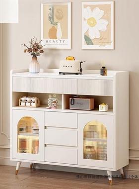 超薄边20cm轻奢简奶油风碗柜一体靠墙储物柜岩板餐柜现约代茶LLE