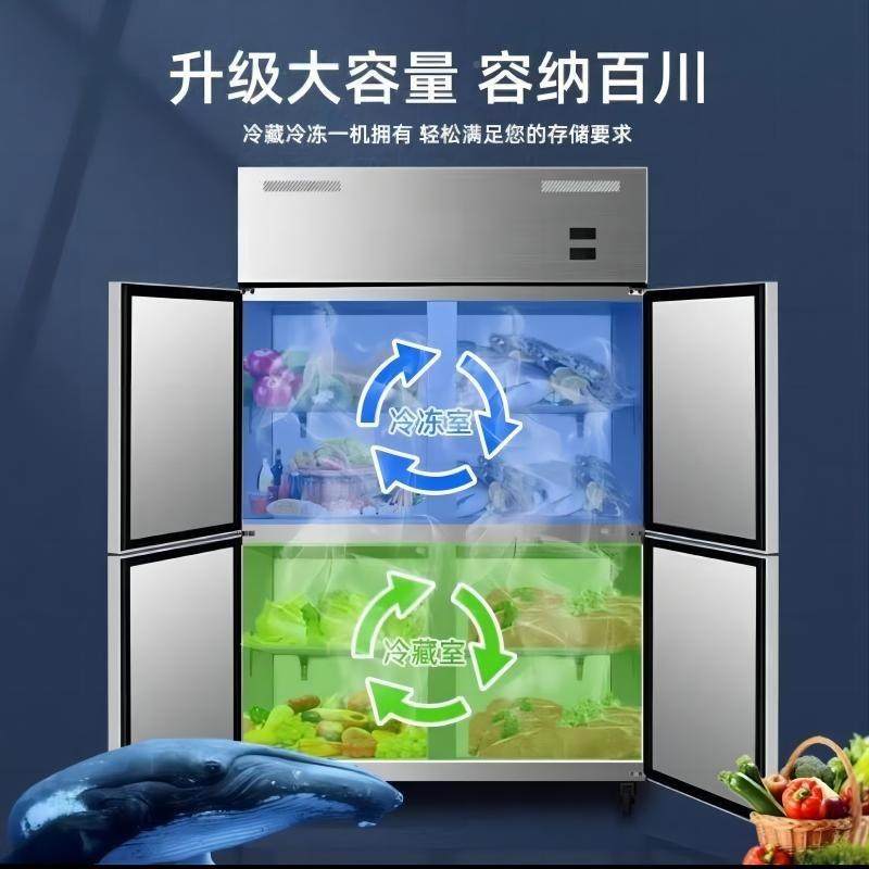 恩四六门冰箱商用冷冻门550藏柜厨房保鲜典立门式4开冷柜6门冰柜