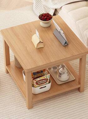 小子实桌木茶几物边几客茶厅家用方形小户型简QHF约现代置架子阳