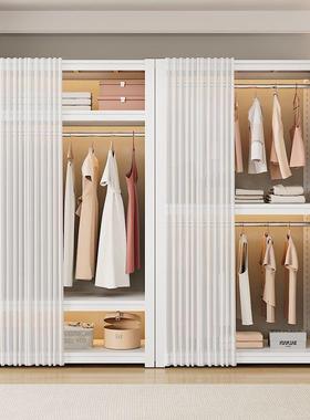 收衣衣柜16801货架简易架装卧室衣帽间纳架子落地开放全封布组帘